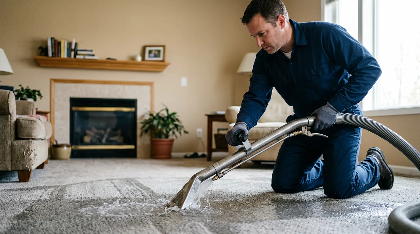 Water damage restoration technician working near Bruno, MN